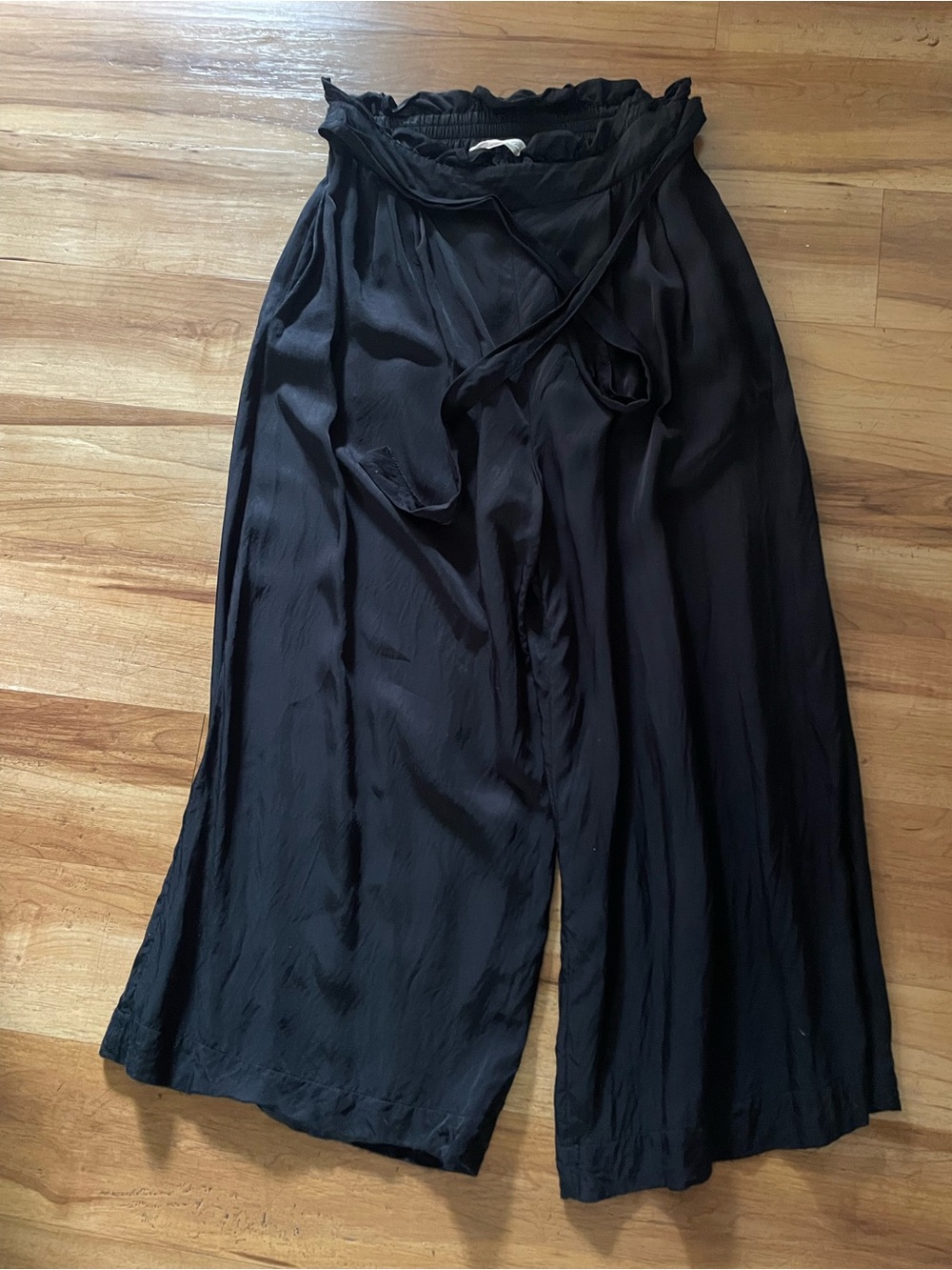 Odd Molly Black Wide-Leg Culottes Tie-Waist Pants Size XS